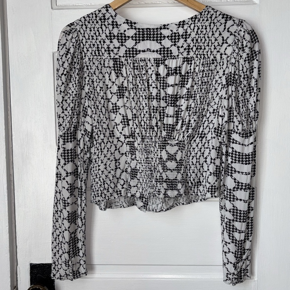 FREE PEOPLE SWEET ON YOU SNAKESKIN PRINT BLOUSE - Picture 5 of 11